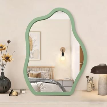 Imagem de Espelho de mesa de maquiagem com moldura de madeira espelhos de mesa portáteis de alta definição para bancada de maquiagem para cômoda sala de estar quarto escritório