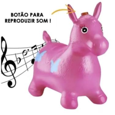 Imagem de Cavalinho Upa Upa Brinquedo Com Som Inflável Pocoto Com Música Infantil e Led Pula Pula (58 Cms) (PINK)