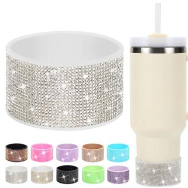 Imagem de Bota de silicone com strass para Stanley Quencher de 850 g, protetor de silicone antiderrapante para Qunercher Pro Tour Flip 300z, acessórios de copo para garrafas de água com base cilíndrica