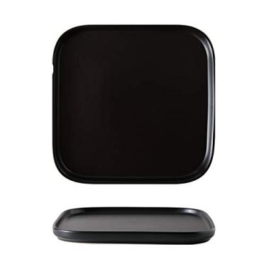 Imagem de Prato de serviço rede criativa prato vermelho prato quadrado nórdico prato de jantar de cerâmica salada prato de bife ocidental prato de jantar pratos domésticos (cor: D, tamanho: L)