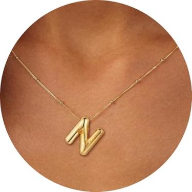 Imagem de Colar com pingente de inicial 3D, letra A-Z, joia de corrente de cobra, feita de design moderno de aço inoxidável, adequado para mulheres, F, Aço inoxidável, Sem Pedra Preciosa