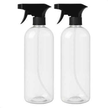 Imagem de Kit 2 Frascos Borrifador Preto Spray Pulverizador com Válvula Multiuso Transparente 1000ml