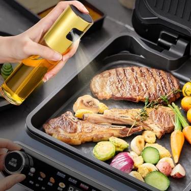 Imagem de Pulverizador de óleo para cozinhar, dispensador de azeite de oliva de vidro de 470 ml com alça para cozinha, churrasco, assar, assar, salada, dourado