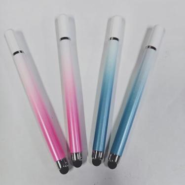 Imagem de 4 canetas Stylus para telas sensíveis ao toque (azul e rosa) Stylus capacitiva universal para iPad, iPhone, tablets Android – sem necessidade de bateria, ponta de borracha macia para escrita e desenho