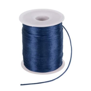 Imagem de Generic Cordão de nylon acetinado de 2 mm, pulseiras macias e sedosas para macramê Kumihimo, colares de nó chinês, miçangas, fabricação de joias, azul escuro