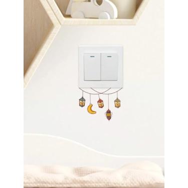 Imagem de 1 adesivo decorativo de parede adesivo de interruptor padrão de lanterna adesivo à prova d'água removível PVC sala de estar quarto banheiro decoração de parede adesivo interruptor
