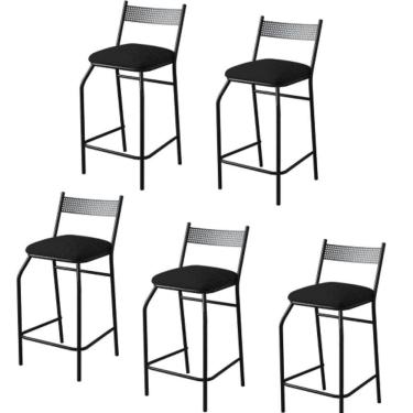 Imagem de Kit 5 Banquetas Gourmet Para Bancada Ou Cozinha Ibiza Preto