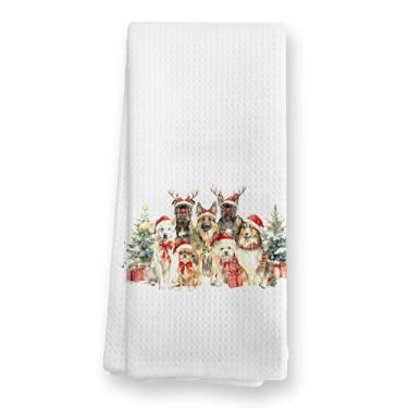 Imagem de TopXmai Toalhas de cozinha de Natal engraçadas para cães, amantes de cães, dono, mãe, presentes, pratos, toalhas de chá para decoração de cozinha, árvore de Natal de inverno, toalha de mão para