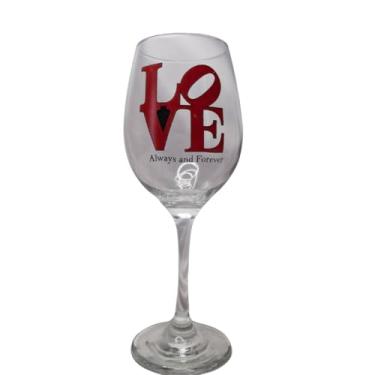 Imagem de Taça Vidro Frase Love Namorados Casal Presente