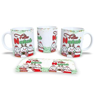 Imagem de Caneca de Natal Festiva, Porcelana Branca com Design Natalino, Decoração em Vermelho e Verde, Presente de Feliz Natal (15349)