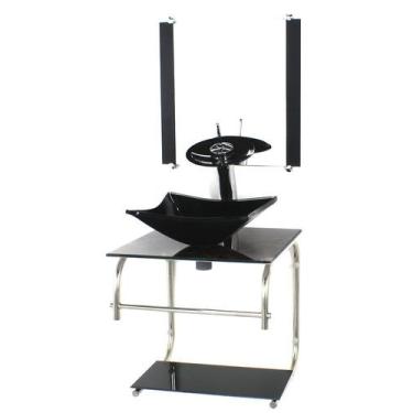 Imagem de Gabinete de vidro para banheiro cuba quadrada 40cm inox marmore impera