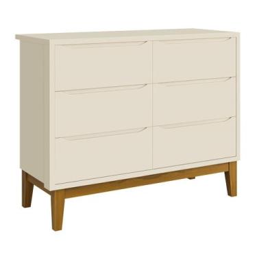 Imagem de Cômoda 6 Gavetas Classic New Areia Fosco com Madeira - Reller