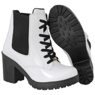 Imagem de Bota Coturno Feminino Cano Baixo Cr Shoes 1705 - Crshoes, Branco verni