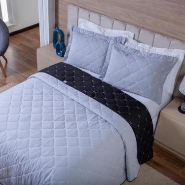 Imagem de Cobre Leito Colcha 400 Fios 2 Porta Travesseiros Dupla Face Aba Zíper 