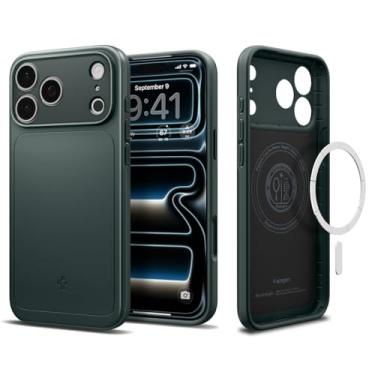 Imagem de Capa Spigen para iPhone 17 Pro, ajuste fino [MagFit] projetada para Apple iPhone 17 Pro - Verde Abismo