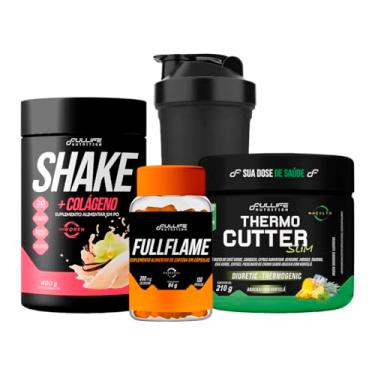 Imagem de Kit Shake Substituto de Refeição Com Colágeno 400g + Termogênico Thermo Cutter Slim 210g + Fullflame Cafeina 200mg 120 Capsulas (Baunilha)