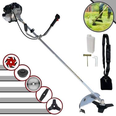 Imagem de Roçadeira Completa À Gasolina Toyama TBC43H 43cc 1,7HP 12000rpm 5 Em 1 Com Carretel de Nylon + Facas 2 Pontas, 3 Pontas, 6 Pontas e 40 Dentes de Vídea