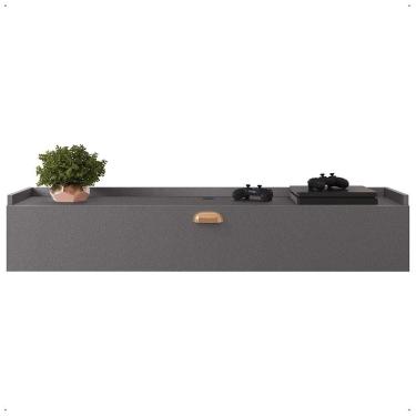 Imagem de Rack Suspenso Home Classic New Tv 32 Polegadas 1 Porta Puxador Concha Quarto Sala Recepção Cinza- Lojas RPM