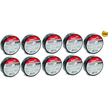 Imagem de Kit 10 Fita Isolante Antichama 19Mmx10M Preta Nove54