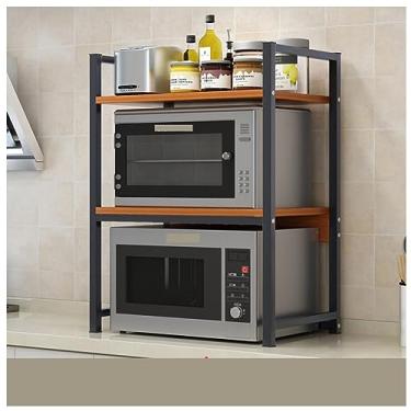 Imagem de Suporte para micro-ondas de 3 níveis Rack de forno de microondas organizador de bancada de cozinha prateleira de armazenamento de micro-ondas suporte de impressora (C)