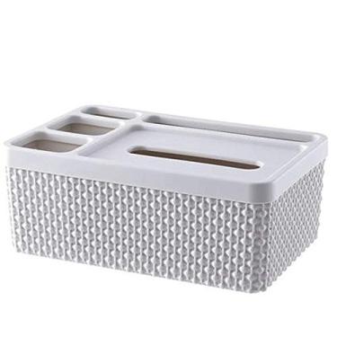 Imagem de Yalych Dispensador de lenços faciais multifuncional removível para sala de jantar, cozinha, quarto, penteadeira e decoração de casa - cinza arroz, caixa de lenços roxa (cor: cinza arroz)