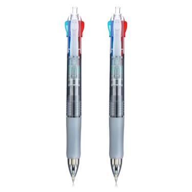 Imagem de M&G Canetas multicoloridas, 4 em 1, canetas esferográficas coloridas de 0,5 mm, ponta fina, escrita suave, cores sortidas para diário, trabalho, escola e escritório, 2 peças