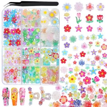 Imagem de 200 peças de pingentes de resina de flor, pingentes de flor de hibisco rosa com glitter transparente tulipa fofa para artesanato cabochão plano primavera contas de geleca floral para unhas