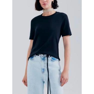 Imagem de Blusa Manga Curta Hering K5YA Feminina Decote Redondo Suedine T. P/XG,