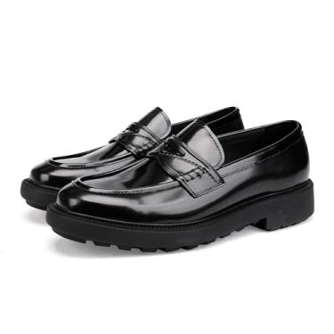 Imagem de BILLION VICTOR Mocassins masculinos de couro luxuosos, mocassins sem cadarço, Vermelho, 42