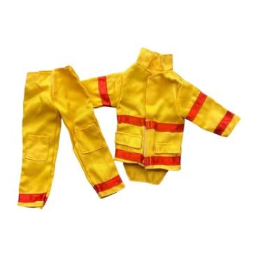 Imagem de menolana Uniforme de bombeiro (jaqueta e calça) para bonecos de ação masculinos de 30 cm (12 polegadas) - Conjunto moderno e estiloso.