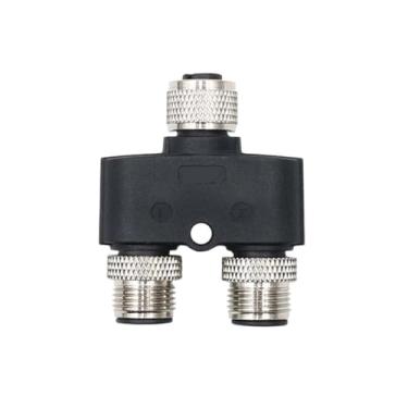 Imagem de Conector tipo M12 Y - Plugue do sensor de furo 3/4/5/8/12 pinos Adaptador durável três vias macho para fêmea(1 Female to 2 male,5pin A type)