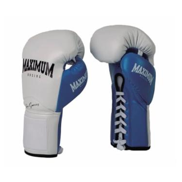 Imagem de Maximum Luvas de Boxe Profissionais, Couro de Microfibra, Muay Thai e Kickboxing (Azul, 14oz)