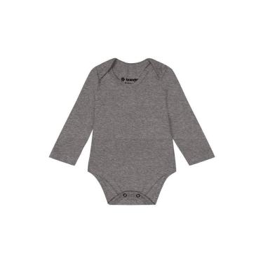 Imagem de Body bebê unissex manga longa em cotton Brandili-CINZA