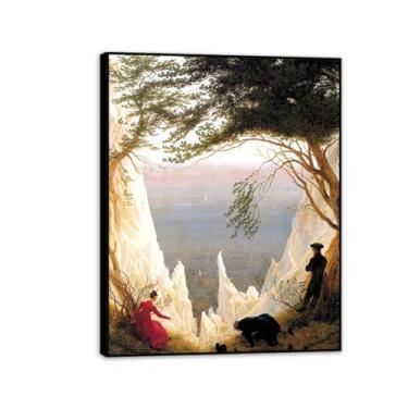 Imagem de Penhascos de giz em Rügen por Caspar David Friedrich Impressões em tela Well Decor The World Classic Art Reproduções de arte grande giclee arte de parede para sala de estar decoração de casa 80 x 60