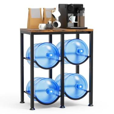 Imagem de Suporte de jarro de água de 14 litros, suporte de garrafa de água resistente de 2 camadas para 4 garrafas, suporte de garrafa de água de 5 galões de aço carbono reforçado para escritório, família