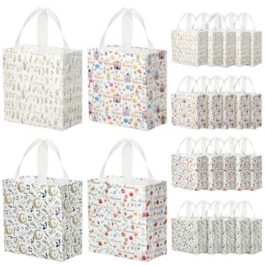 Imagem de Amylove 24 peças de sacos de presente Eid Mubarak com alças reutilizáveis Ramadã para lembrancinhas de festa Eid Mubarak não tecido para embrulhar presentes, compras, suprimentos de festa do Ramadã