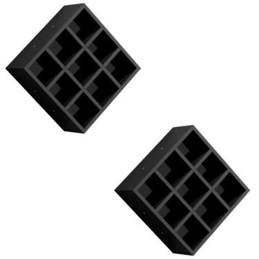 Imagem de Kit 2 Suporte Porta Toalha Luiza 9 Nichos Toalheiro Multiuso preto