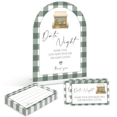 Imagem de Jogos de chá de panela - Fresh Off the Market Date Night Ideas, 1 placa e 50 cartões noturnos, decoração de chá de panela, suprimentos de decoração de casamento Farmers Market (DZC02)