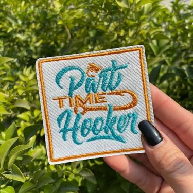 Imagem de Gancho em tempo parcial*r patch 7,6 cm engraçado pesca dia dos pais sarcástico ferro em/costurar em tecido bordado apliques adesivos para caminhoneiros chapéus roupas mochila acessórios DIY presentes