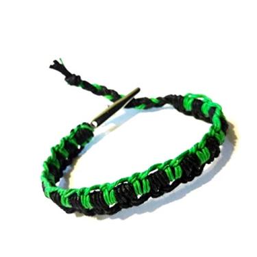 Imagem de Hempnotic Jewelry Pulseira masculina feminina de cânhamo com clipe jacaré ajustável entrelaçada verde e preta - feita à mão, One Size, Turquesa, Sem Pedra Preciosa