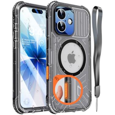 Imagem de Haireca Capa magnética à prova d'água para iPhone 17, controle de câmera integrado [protetor de tela] [cordão], apto para capa de telefone IP68 robusta militar resistente Magsafe, 6,3 polegadas, preto