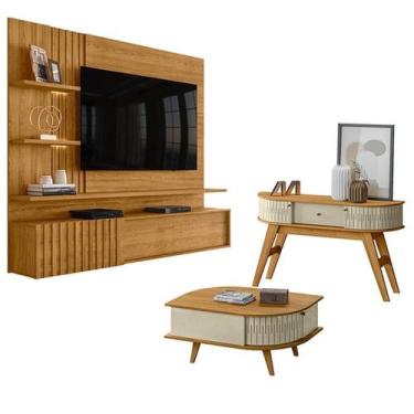 Imagem de Estante Home Theater Suspenso Atena com Aparador Estoril e Mesa de Cen