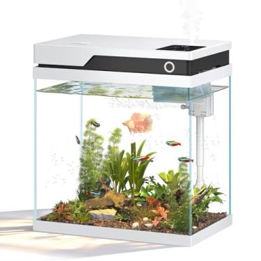 Imagem de Aquári, Kit Inteligente para Aquários com Alimentador Automático, Umidificador, Bomba Silenciosa 4 em 1, Visor de Temperatura e Iluminação Ajustável (30 * 21 * 32CM)