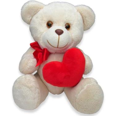 Imagem de Urso de Pelúcia com Coração Baunilha 25cm - Gulu