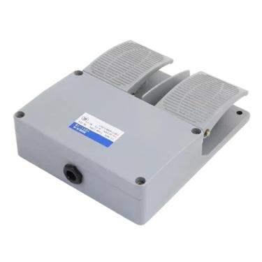 Imagem de HSPTR Interruptor de pé YDT1-16 interruptor de alumínio cinza interruptor de pedal duplo acessórios para máquinas-ferramenta interruptor MD6-L02