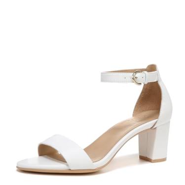 Imagem de Naturalizer Sandália feminina Vera com tira no tornozelo e salto bloco, Couro branco, 6.5 Wide