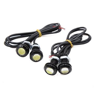 Imagem de uxcell 4 lâmpadas de 18 mm Eagle Eye LED neblina motor de carro DRL lâmpadas de reserva brancas 12 V 1,5 W