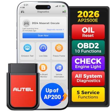Imagem de Autel Leitor de código Bluetooth AP2500E/AP2500 OBD2, atualizado para AP200, scanner OBDII, ferramenta de diagnóstico para todos os sistemas, CAN FD, 5 hot resets, AutoVIN, luz de verificação do motor