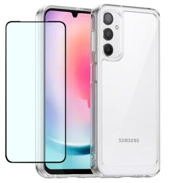 Imagem de GTBDEKI Capa transparente para Galaxy A24 4G/Samsung A25 5G/Galaxy M34 5G SM-A245F com protetor de tela HD, policarbonato rígido transparente à prova de choque + capa protetora de TPU para Samsung