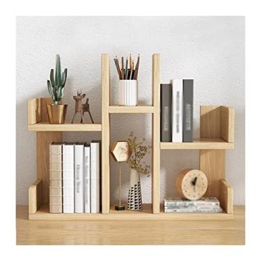 Imagem de CFGH6FDF Estante de mesa, prateleira de madeira, mesa de escritório, prateleira, suporte de exibição, organizador de armazenamento para quarto, banheiro, cozinha, dormitório, decoração, cor de tronco